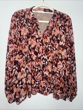 Boheme Multicolor Floral-Print Button Down Blouse